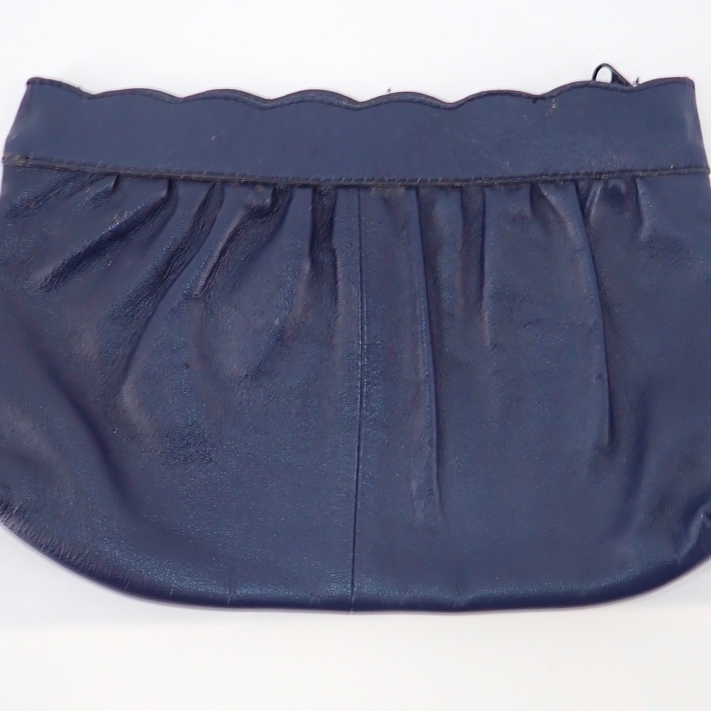Vintage B Young Navy Blue Genuine Leather MCM Clutch Purse Made in Colombia